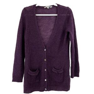 Boden Cardigan Sweater Sz 10 Wool Mohair Lightweight Purple‎
